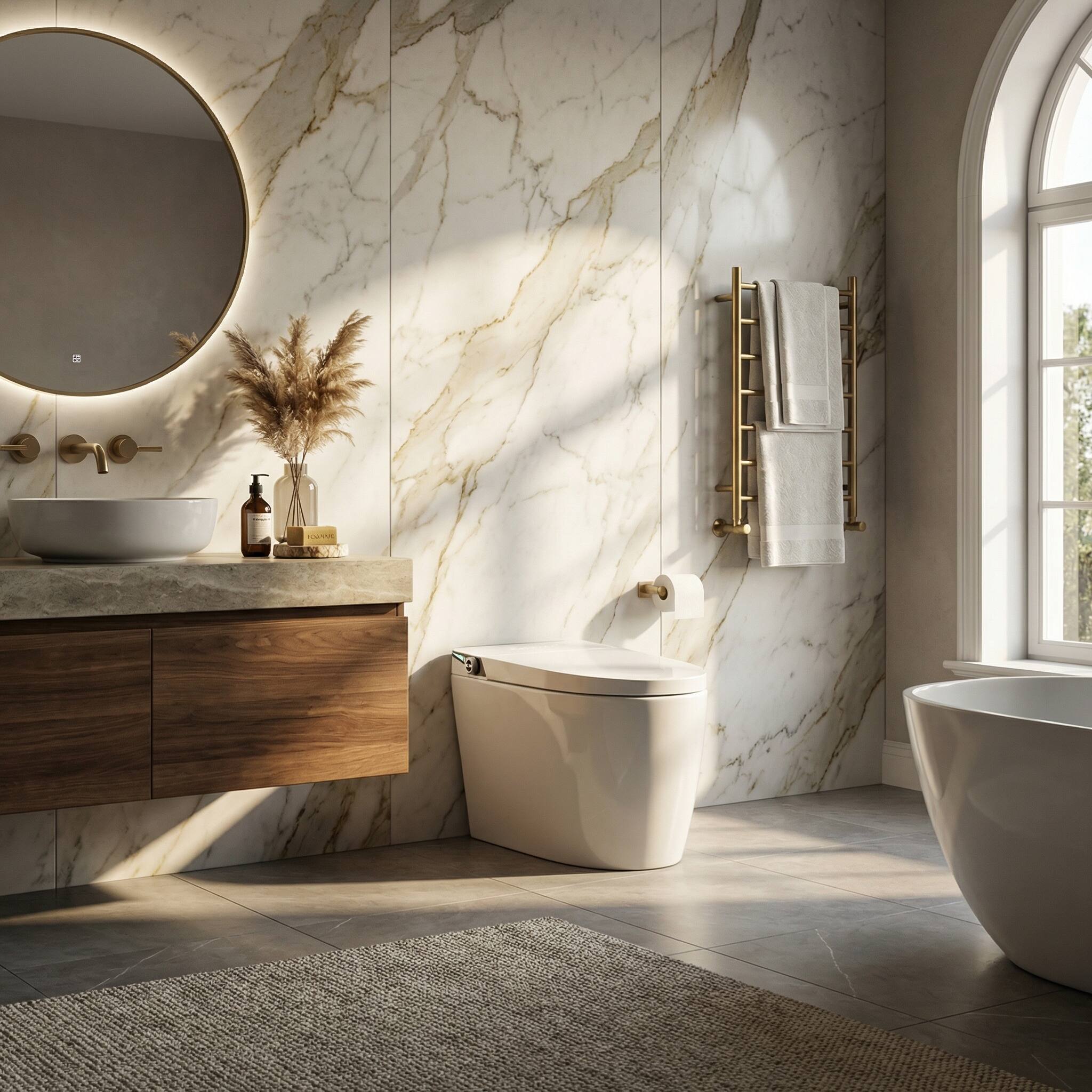 Alt View 8. TOTTE - Smart Toilet with Auto Open Lid & Foot Sensor - Intelligent One-Piece Bidet Toilet,Heated Seat Warm Water Wash Air Dryer - White.