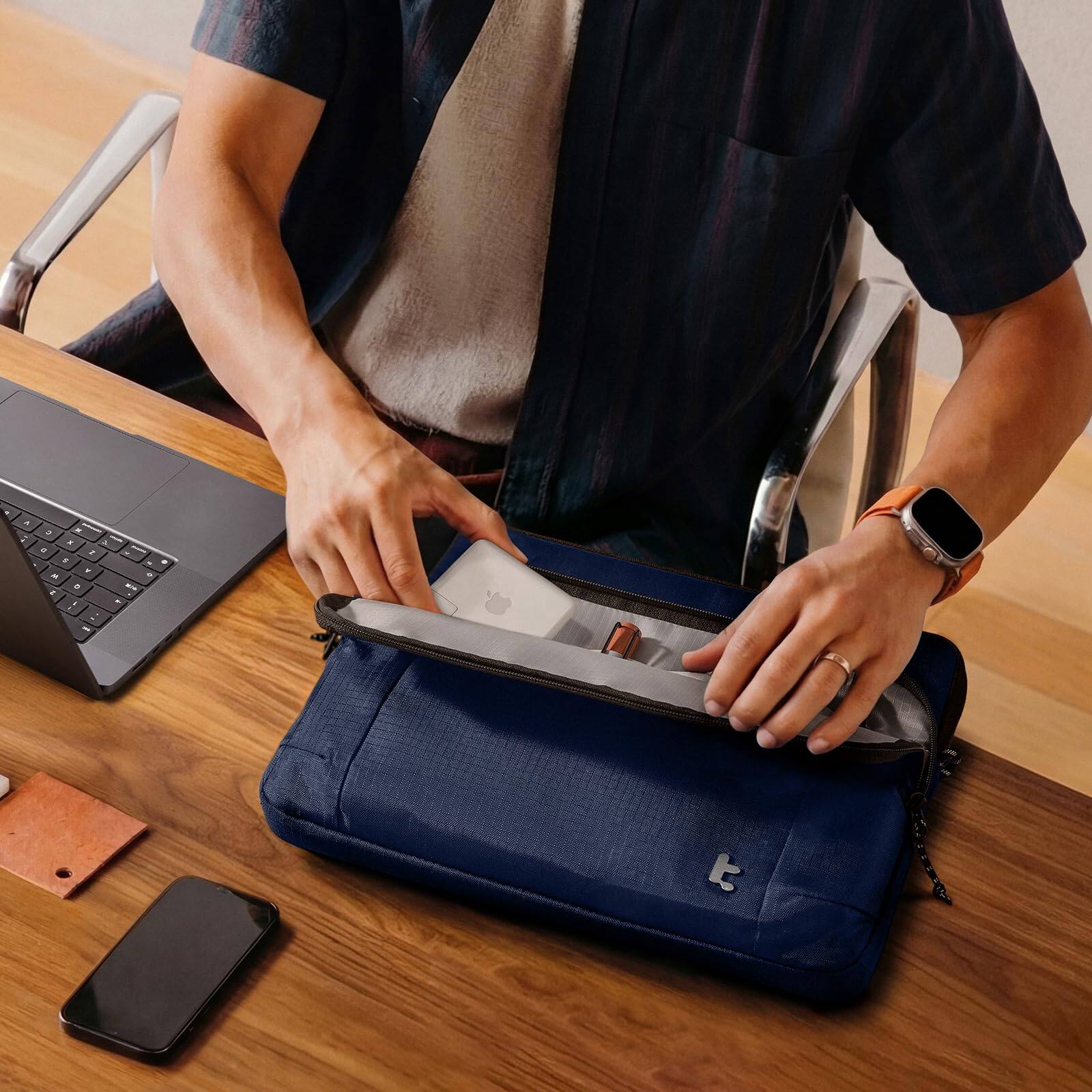 Alt View 5. tomtoc - Essence-A34 360° Protective Laptop Case Sleeve for 14-inch MacBook Pro M5(A3426 A3427)/M4/M3/M2/M1 Pro/Max 2026-2021 - Navy Blue.