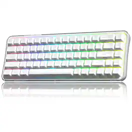 Womier - Q61 PRO Wireless Mechanical Keyboard with RGB Backlit, 60% Mechanical Gaming Keyboard for PC/Wins - White