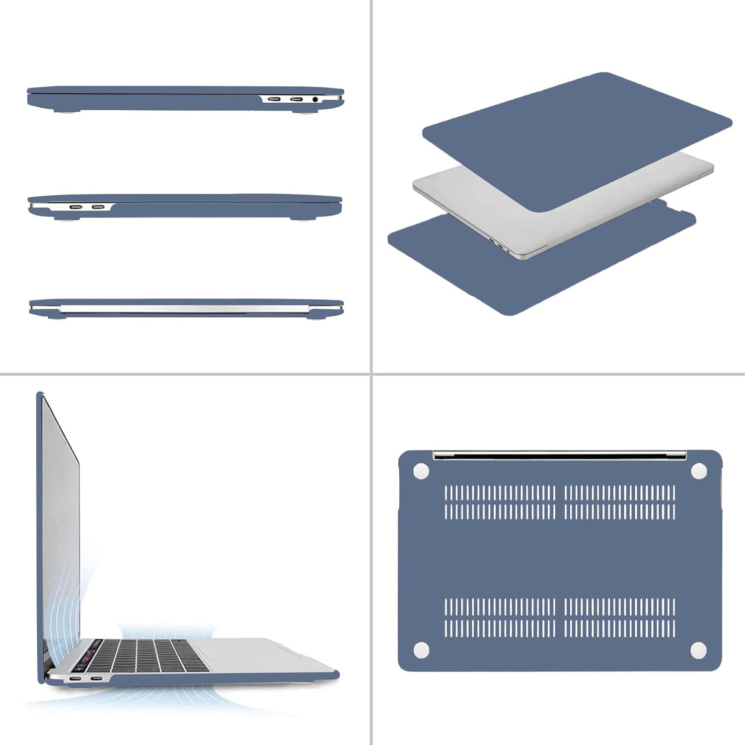 Alt View 1. mosiso - Hard Shell Case for 13-inch MacBook Pro 2016-2026 A2338 A2289 A2251 A2159 A1989 A1706 A1708 - Steel Blue.