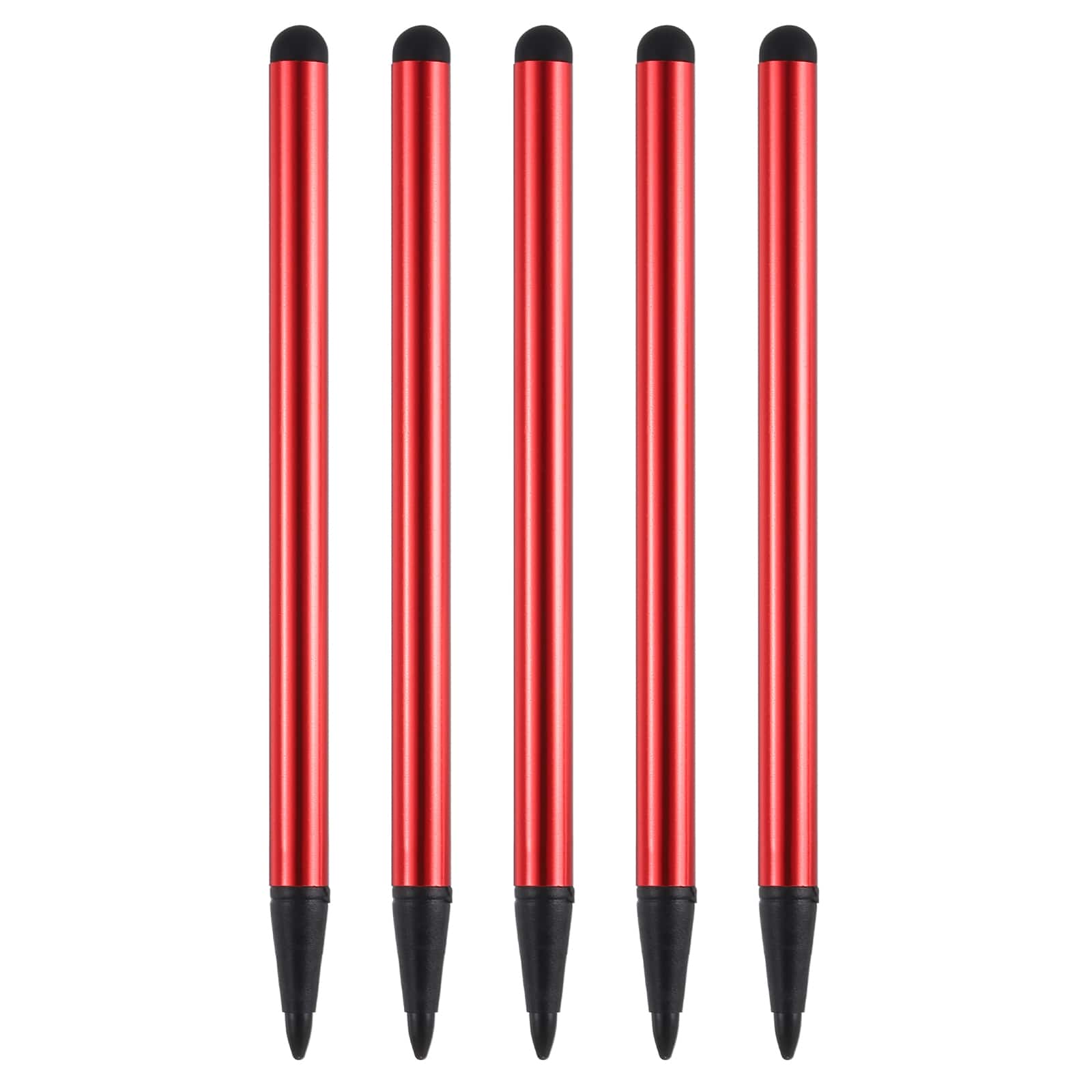 Unique Bargains - 5pcs 2 in 1 Phone Touch Screen Pen Resistive Stylus Pen Aluminum Alloy with Resistance Capacitive Tips Universal - Red