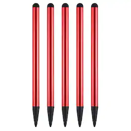 Unique Bargains - 5pcs 2 in 1 Phone Touch Screen Pen Resistive Stylus Pen Aluminum Alloy with Resistance Capacitive Tips Universal - Red