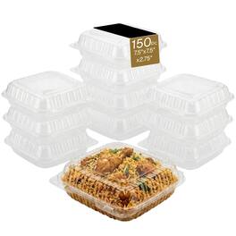 Eco Harmony Products - Hinged Container (PP), Translucent, Vented, 7.5" x 7.5", 150-Pack - Clear
