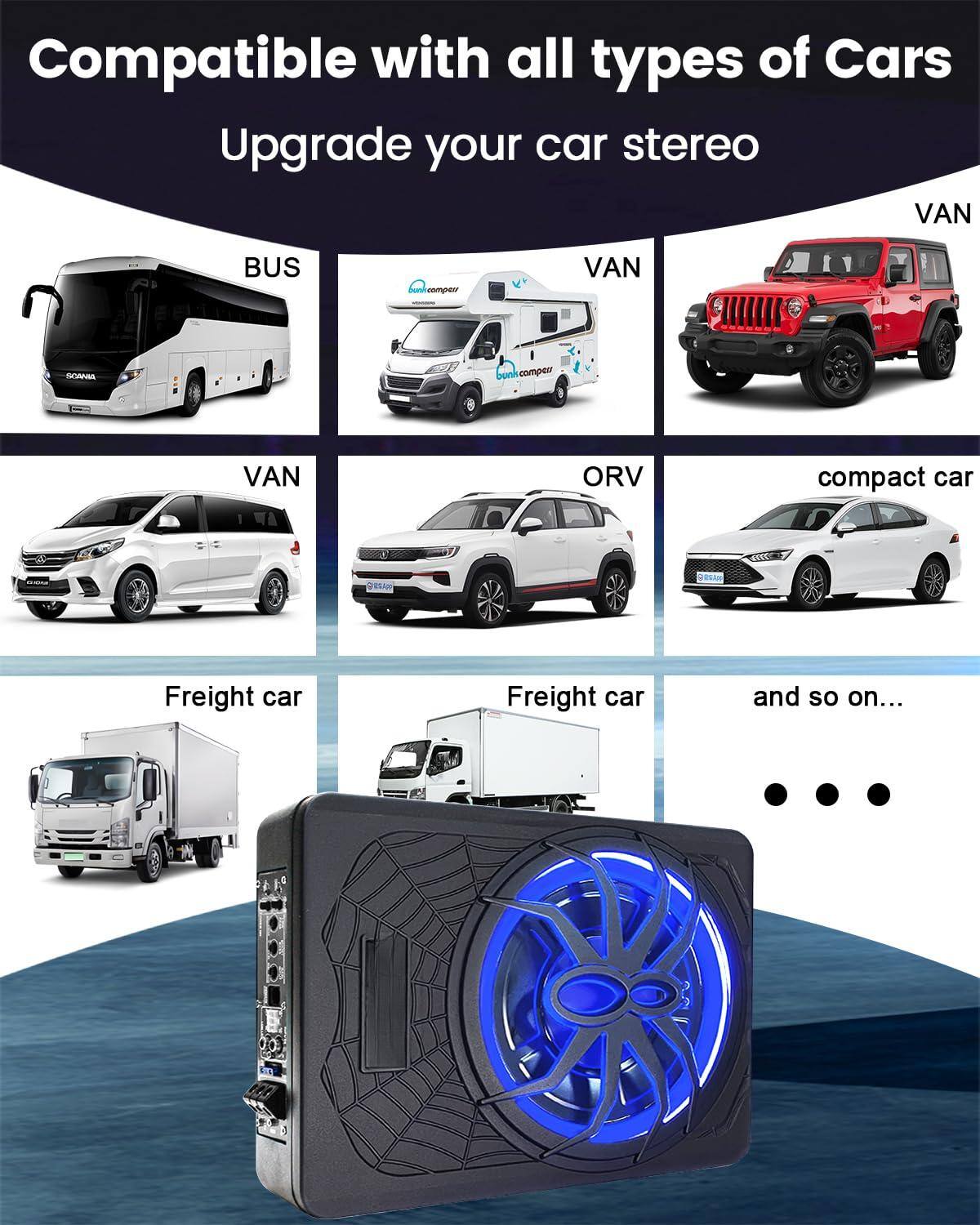 Compatible with all types of Cars  
Upgrade your car stereo  

- BUS  
- VAN  
- VAN  
- ORV  
- compact car  
- Freight car  
- Freight car  
- and so on...