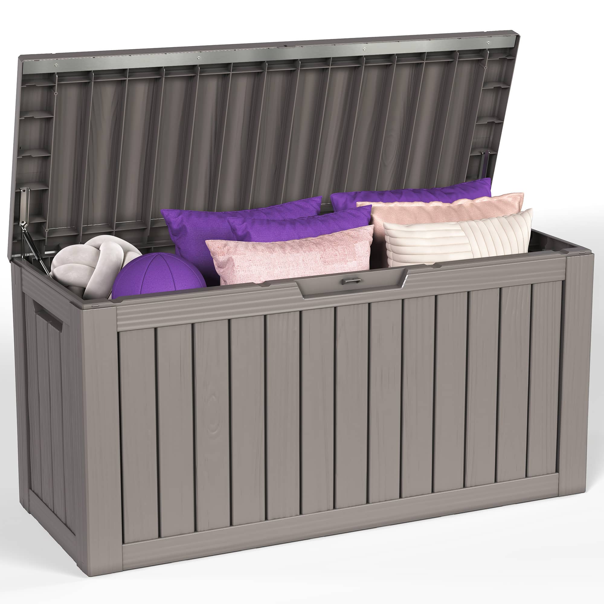 Sersper - 80 Gallon Resin Outdoor Storage Box for Patio Cushions, Pool Toys, Garden Tools with Handles, Light - Gray