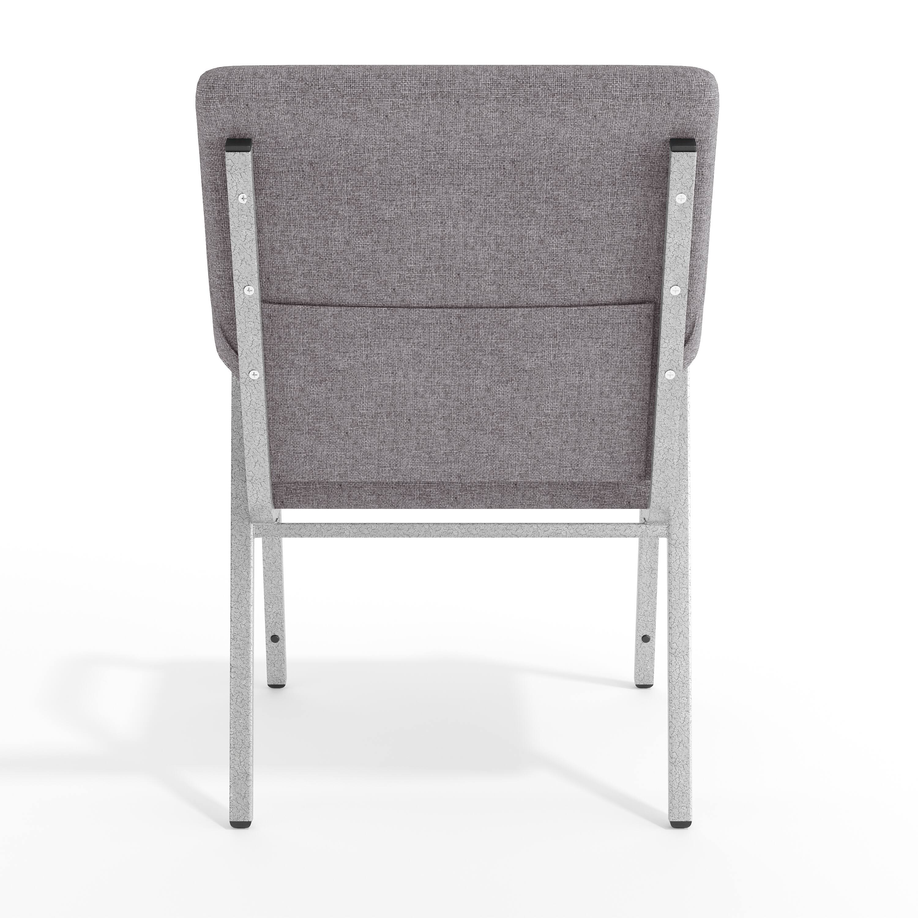 Alt View 7. Emma + Oliver - 21" Stackable Church Chair with Arms - Gray Fabric/Silver Vein Frame.