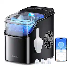Govee - GoveeLife Smart Ice Maker Countertop, Self Cleaning RGB Lights, Quiet Ice Maker with Scoop for Kitchen - Black