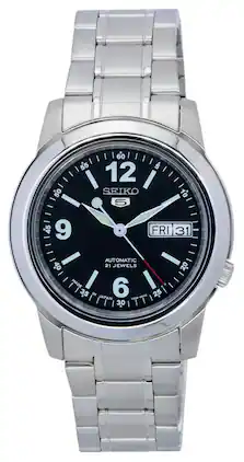 Seiko - Stainless Steel Dial Automatic SNKE63 SNKE63J1 SNKE63J Men's Watch - Black