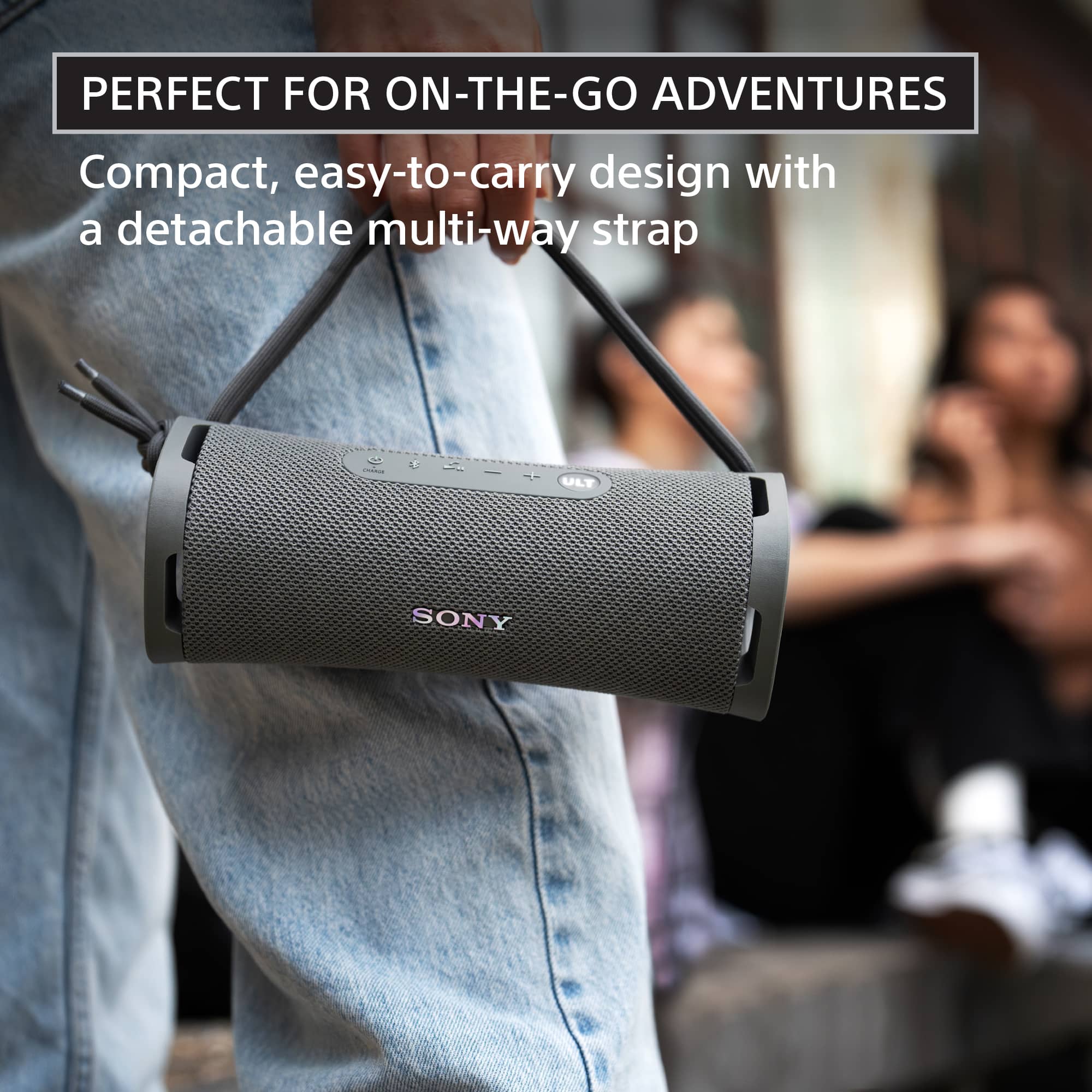 Perfect for on-the-go adventures, this compact, easy-to-carry design features a detachable multi-way strap. It is a product by Sony.
