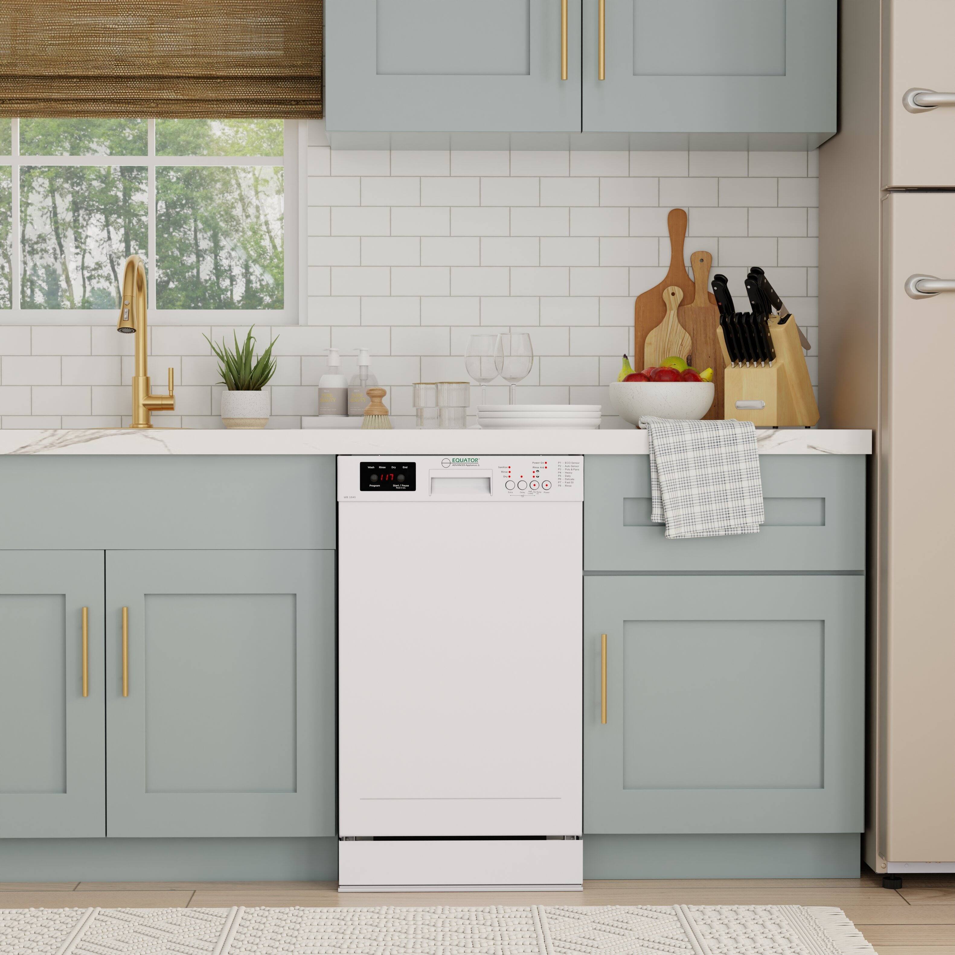 Alt View 1. Equator - Equator 18" Built-In Dishwasher Front Control 10 place+Wine Rack 3.4g Sanitize Super Dry 51 dB 110V Energy Star - White.
