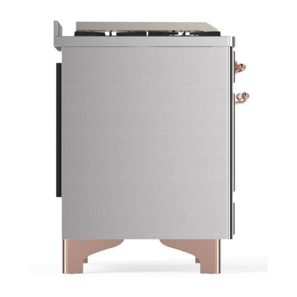 Alt View 5. ILVE - ILVE Majestic II Series 36 in. Dual Fuel Range with 6 Sealed Burners + Griddle (Natural Gas, Copper Trim) - Stainless Steel.