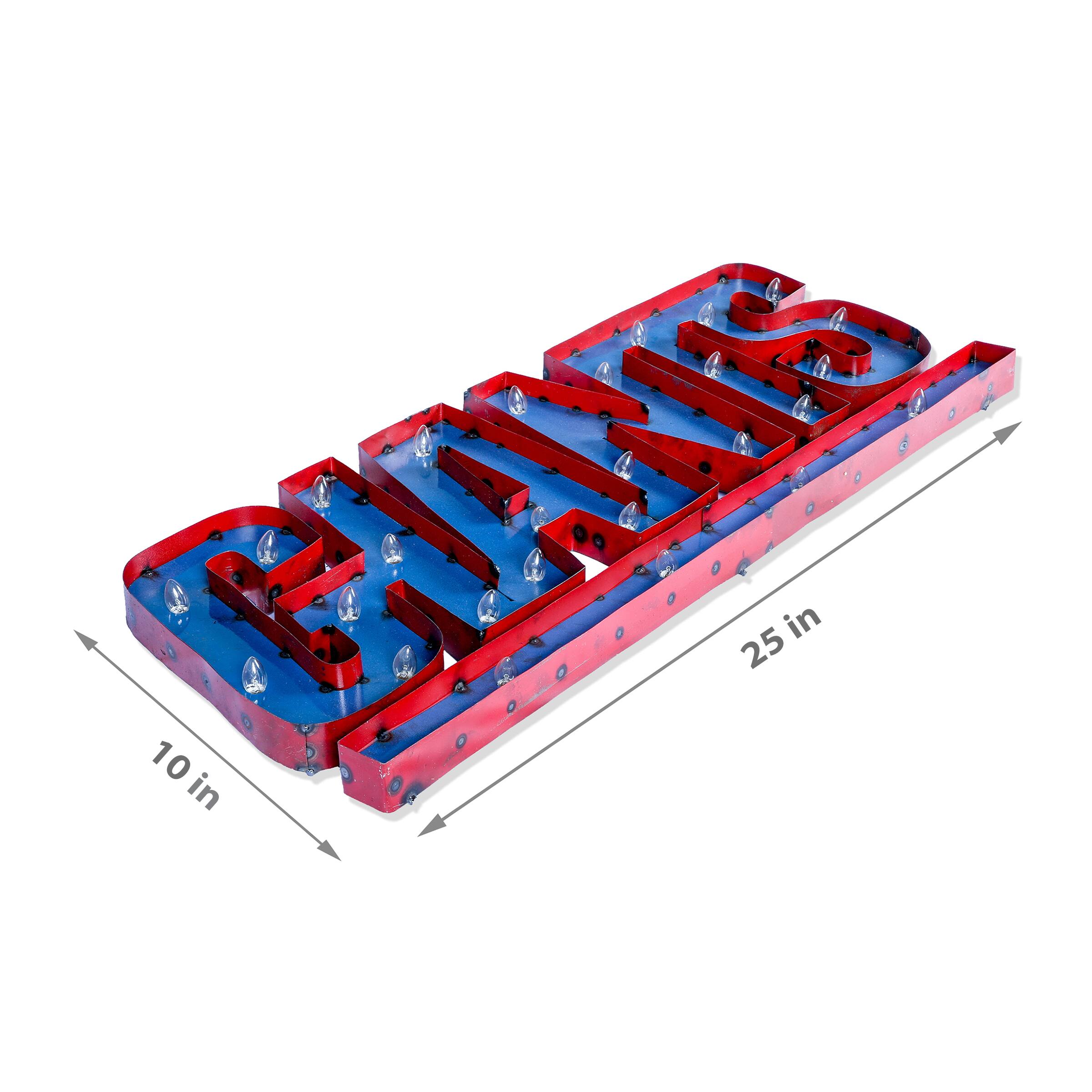 Alt View 3. Imperial - New York Giants 10'' x 25'' Lighted Recycled Metal Sign - Multicolor.