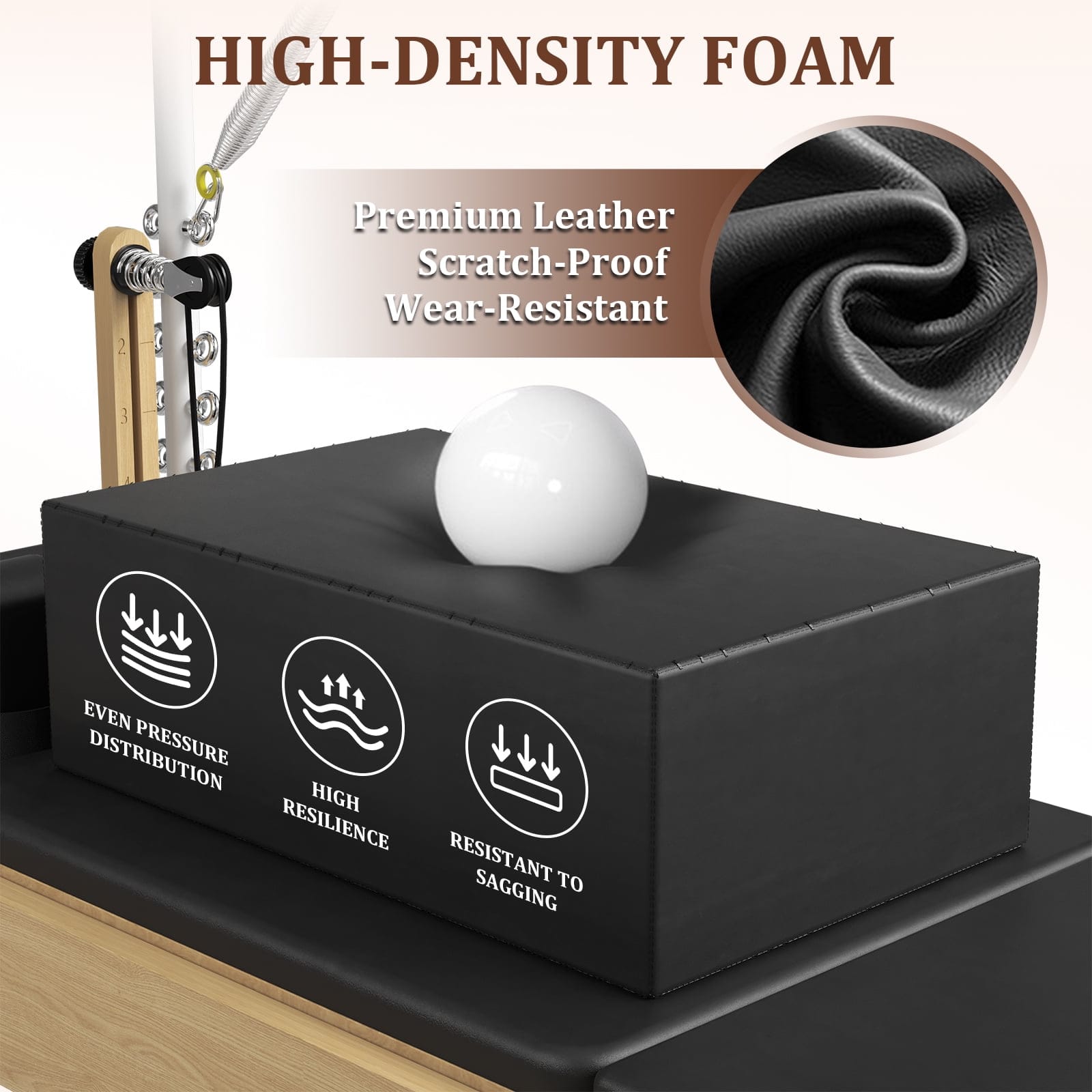 HIGH-DENSITY FOAM Premium Leather Scratch-Proof Wear-Resistant EVEN PRESSURE DISTRIBUTION HIGH RESILIENCE RESISTANT TO SAGGING
