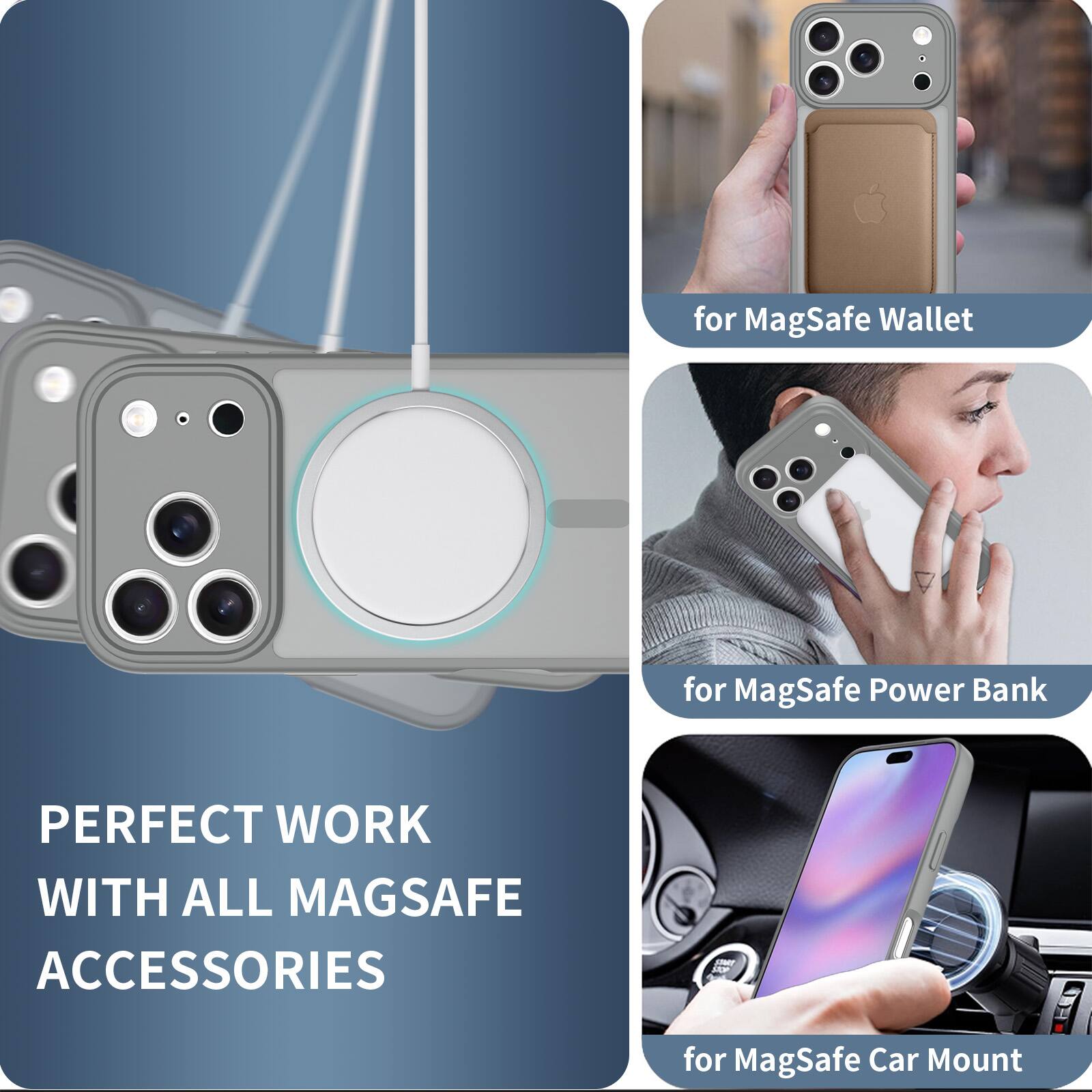 for MagSafe Wallet  
for MagSafe Power Bank  
PERFECT WORK WITH ALL MAGSAFE ACCESSORIES  
for MagSafe Car Mount