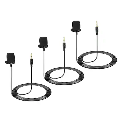 Front. Unique Bargains - Lavalier Lapel Microphone 3.5mm Straight Stereo 3-Pole Condenser Mic 1.5m Wired Unidirectional 3pcs - Black.