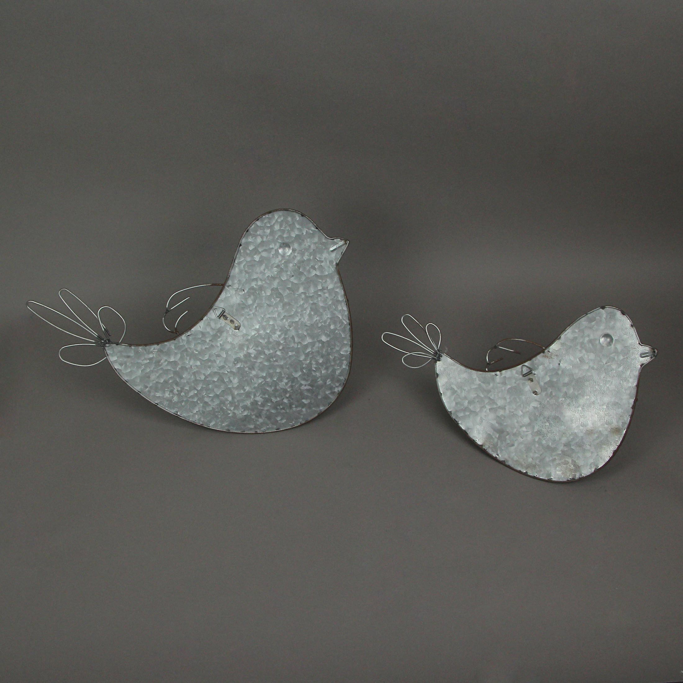 Alt View 2. Special T Imports - Set of 2 Galvanized Metal Bird Wall Pocket Planter Rustic Decorative Plant Vases - Grey.