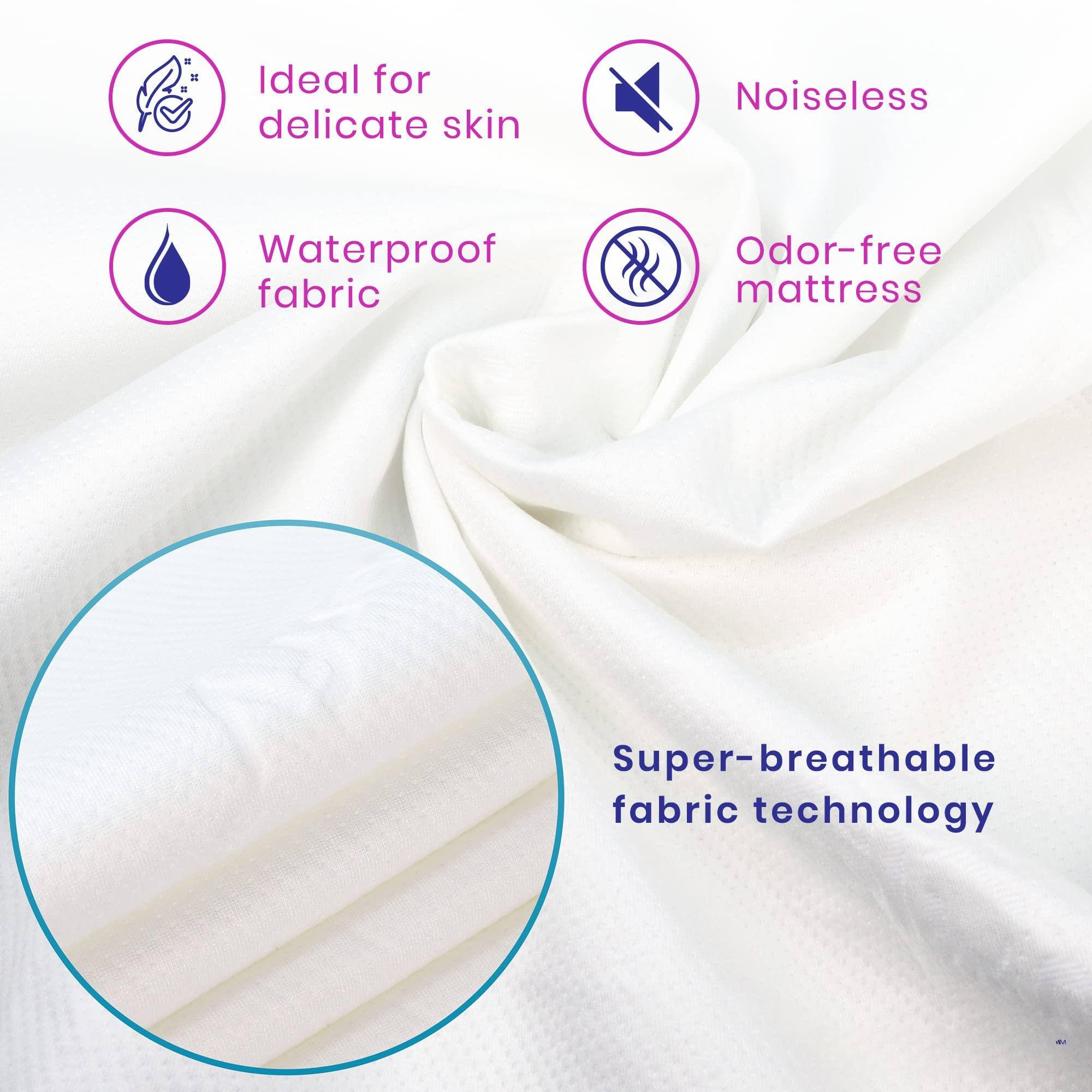 1. Ideal for delicate skin
2. Waterproof fabric
3. Noiseless
4. Odor-free mattress
5. Super-breathable fabric technology