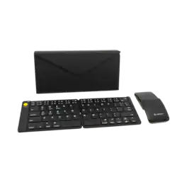 J-Tech Digital - Foldable Bluetooth Keyboard and 2-in-1 Sliding Wireless Mouse - Black