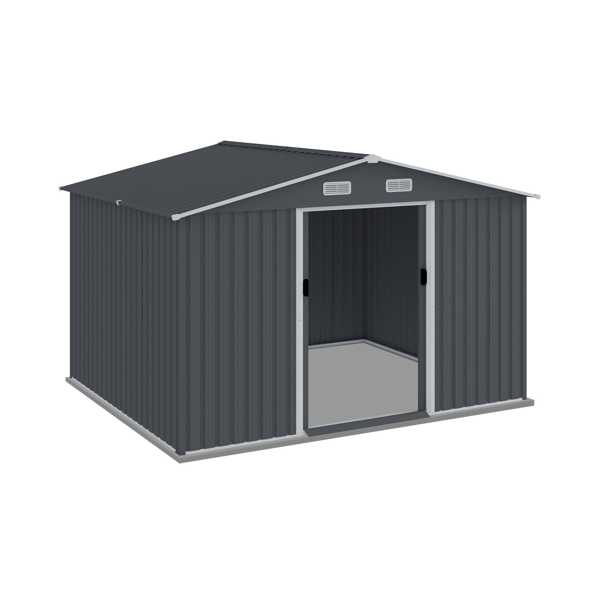 Alt View 1. Boyel Living - 8x10 FT Heavy Duty Metal Outdoor Storage Tool Shed with Sliding Doors & Air Vent - Gray.