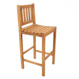 Sunnydaze - Wood Outdoor Bar-Height Chair - 43" H - Teak