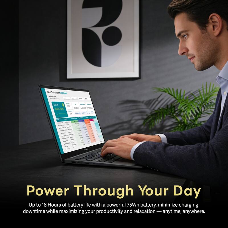 Sales Performance Dashboard

Power Through Your Day

Up to 18 Hours of battery life with a powerful 75Wh battery, minimize charging downtime while maximizing your productivity and relaxation — anytime, anywhere.