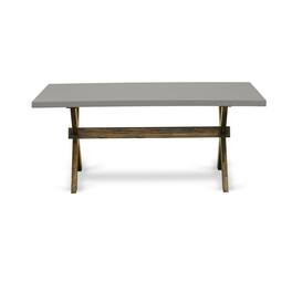 East West Furniture - Dining Table Distressed Jacobean & Cement - Brown