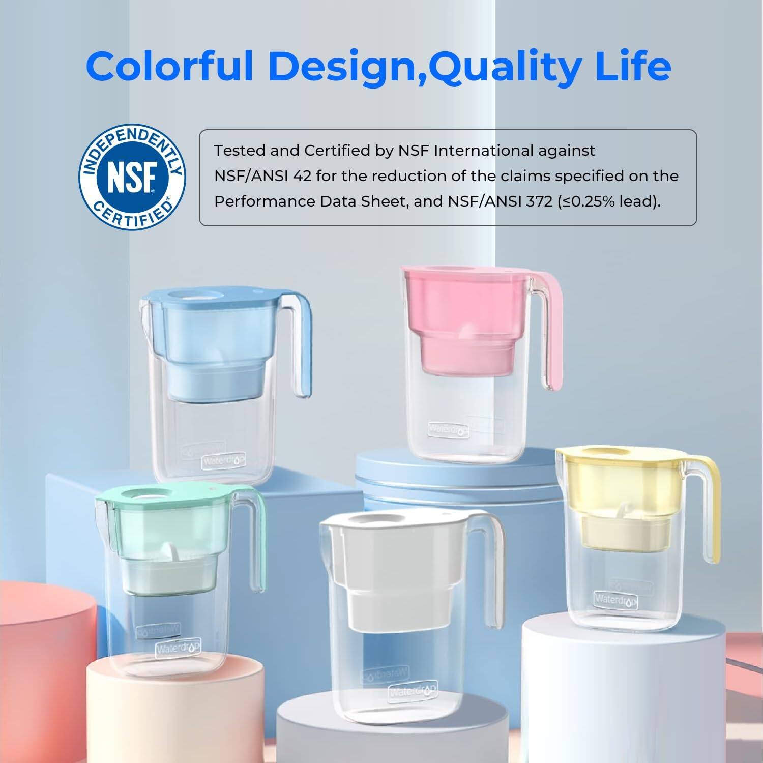 Colorful Design, Quality Life

Tested and Certified by NSF International against NSF/ANSI 42 for the reduction of the claims specified on the Performance Data Sheet, and NSF/ANSI 372 (≤0.25% lead).

INDEPENDENTLY CERTIFIED NSF
