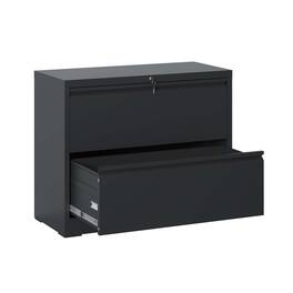 Chateau Abodes - 2 Drawer Lateral File Cabinet with Lock, Metal Vertical Filing Storage for Legal/Letter/A4/F4 Size - Black