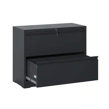 Front. Chateau Abodes - 2 Drawer Lateral File Cabinet with Lock, Metal Vertical Filing Storage for Legal/Letter/A4/F4 Size - Black.