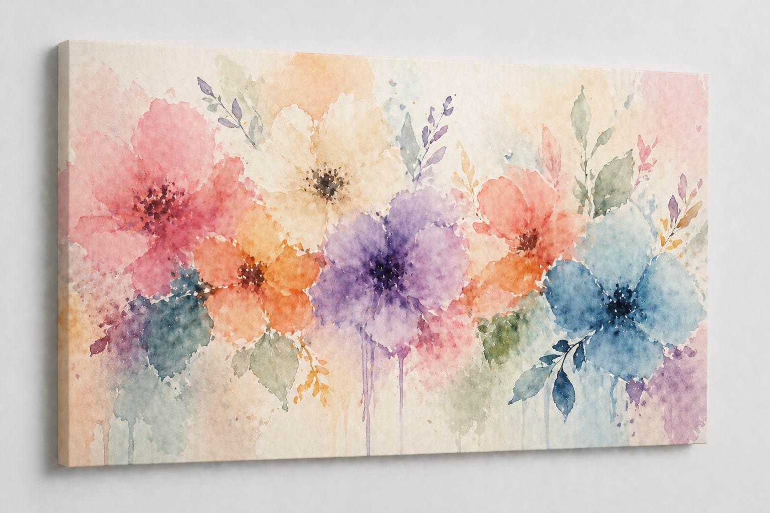 FC Design - Large Canvas 24x36" Watercolor Floral Abstract Art Painting Home Wall Décor - MultiColor