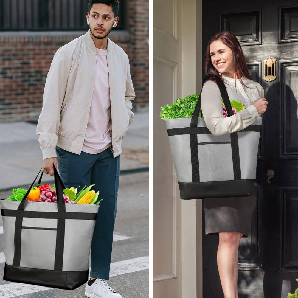 Alt View 2. Fabibe - Insulated Reusable Tote Bag For Grocery Shopping Women/men  Pizza/food Delivery To Keep Food Cold/hot Uber Eats/doordash - Blue-2.
