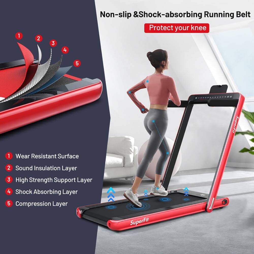1. Non-slip & Shock-absorbing Running Belt  
   Protect your knee

2. SuperFit

3. Wear Resistant Surface

4. Sound Insulation Layer

5. High Strength Support Layer

6. Shock Absorbing Layer

7. Compression Layer
