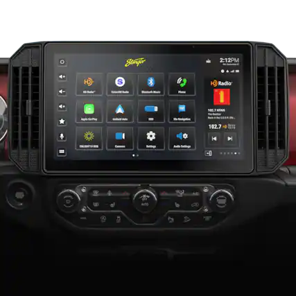 Stinger NE
2:12 PM
HD Radio
SiriusXM Radio
Bluetooth Music
Phone
Apple CarPlay
Android Auto
USB
iGo Navigation
ENLIGHT10 RGB
Cameras
Settings
Audio Settings
102.7 KFAN
The Beatles
Back in the U.S.S.R.
102.7
HD Radio
A/G
BROWSE
ENTER
ACROLA
HUTE
DE
Pes
OET
SCREEN
ord