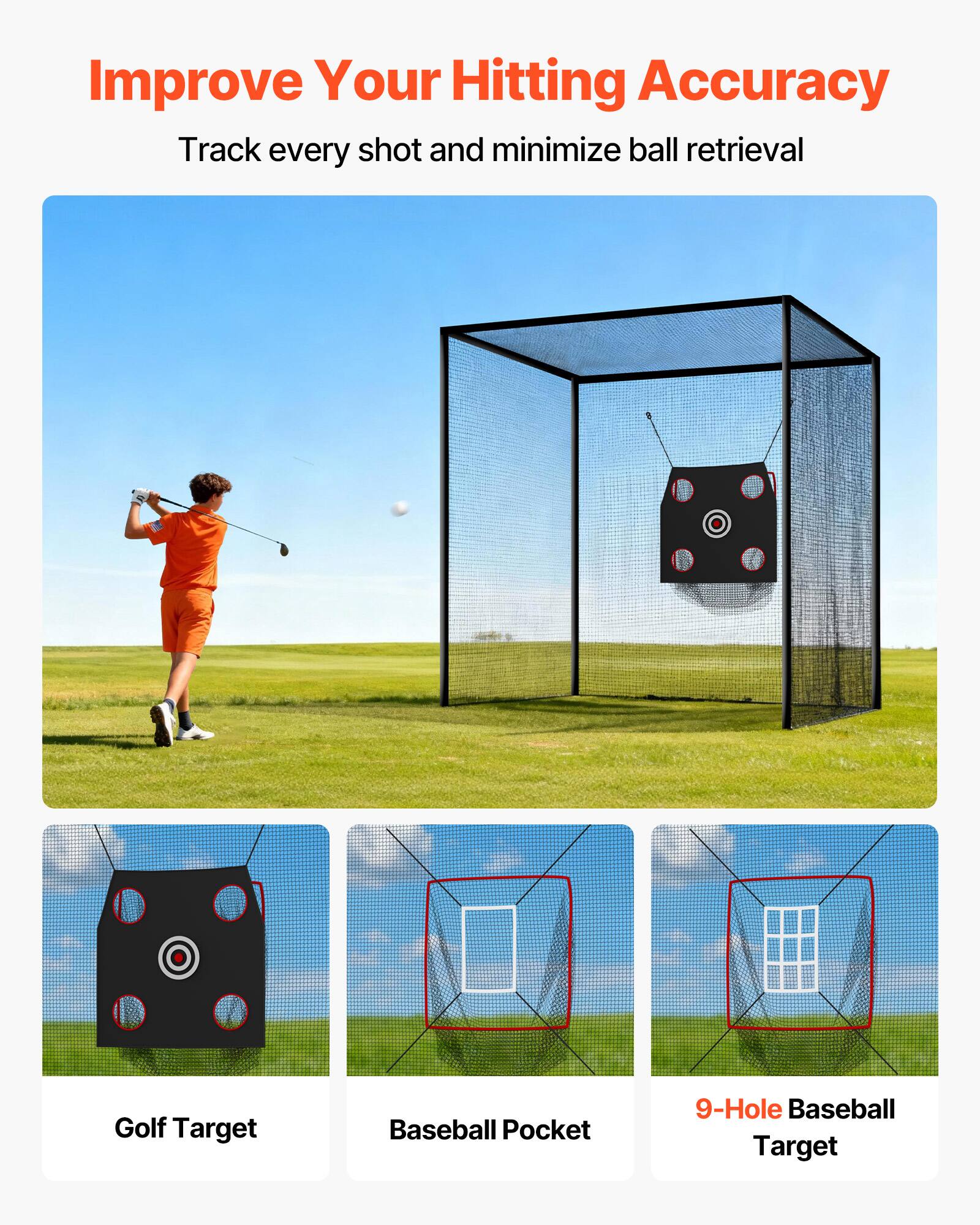 Improve Your Hitting Accuracy  
Track every shot and minimize ball retrieval  

Golf Target  
Baseball Pocket  
9-Hole Baseball Target