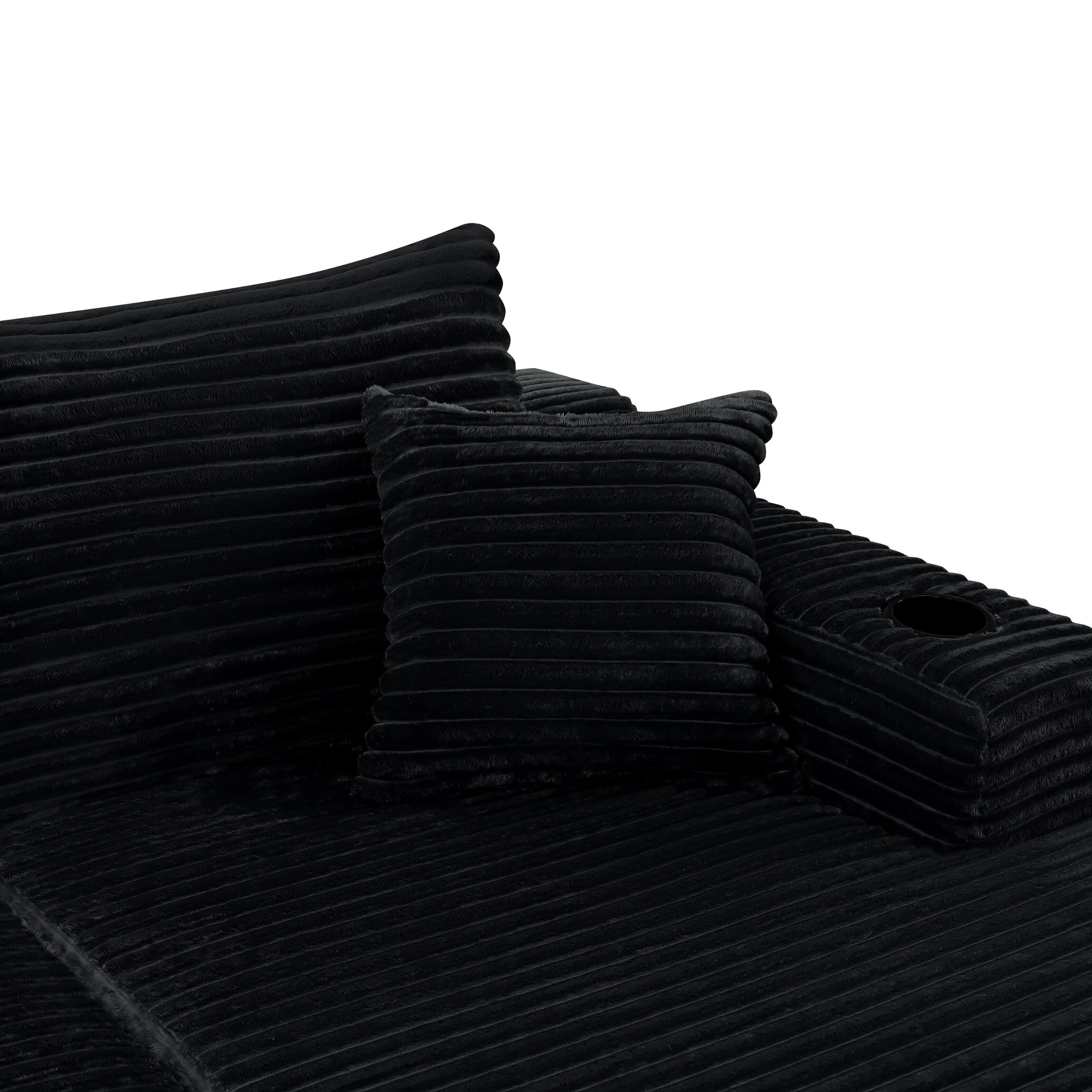 Alt View 3. Anysun - 134" Cloud Sectional Sofa, U-Shape Chaise, Side Pockets & Cup Holder, Modern Modular, Deep Seating, No Assembly - Black.