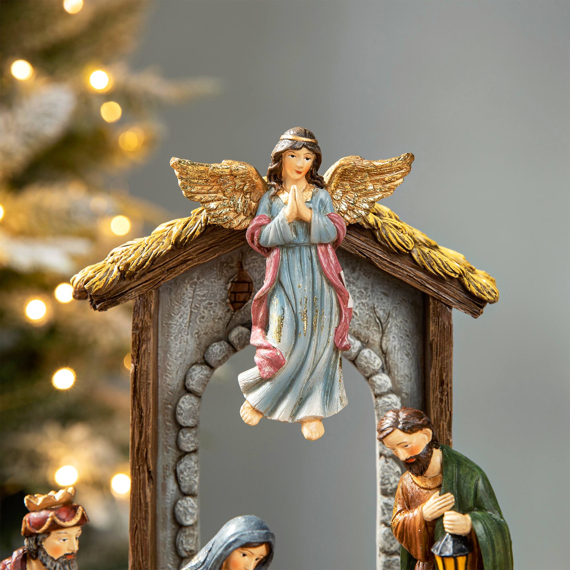 Alt View 4. Glitzhome - 11pcs Resin Nativity Figurine Set (KD) - Multi-Colored.