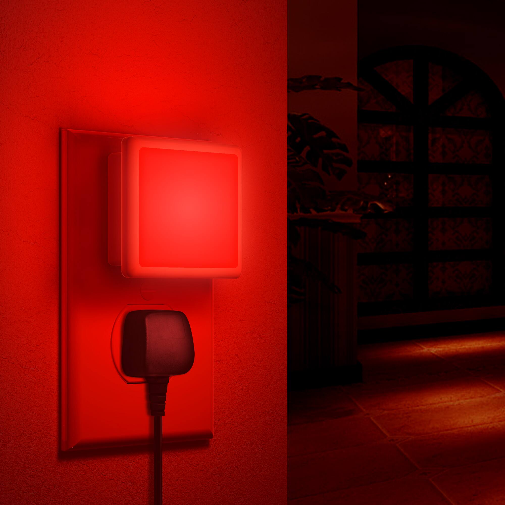 Alt View 1. Jandcase - JANDCASE 2-Pack 0.3W Plug-in Night Light, Red Glow, Compact Square Design, Non-, Dusk-to-Dawn Auto Sensor - White.