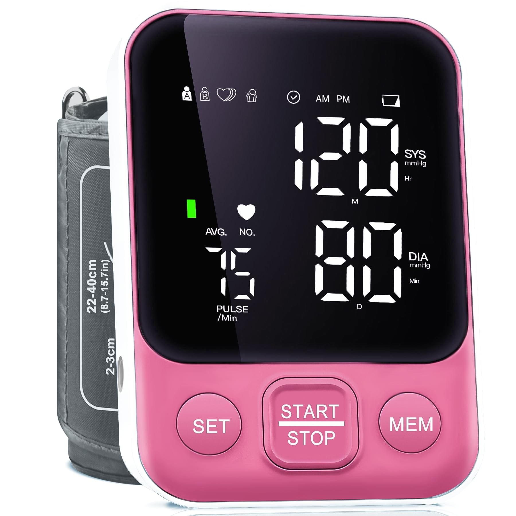Dazzed Corner - Upper Arm Blood Pressure Monitor for Home Use, Automatic BP Machine with Adjustable Cuff - Pink