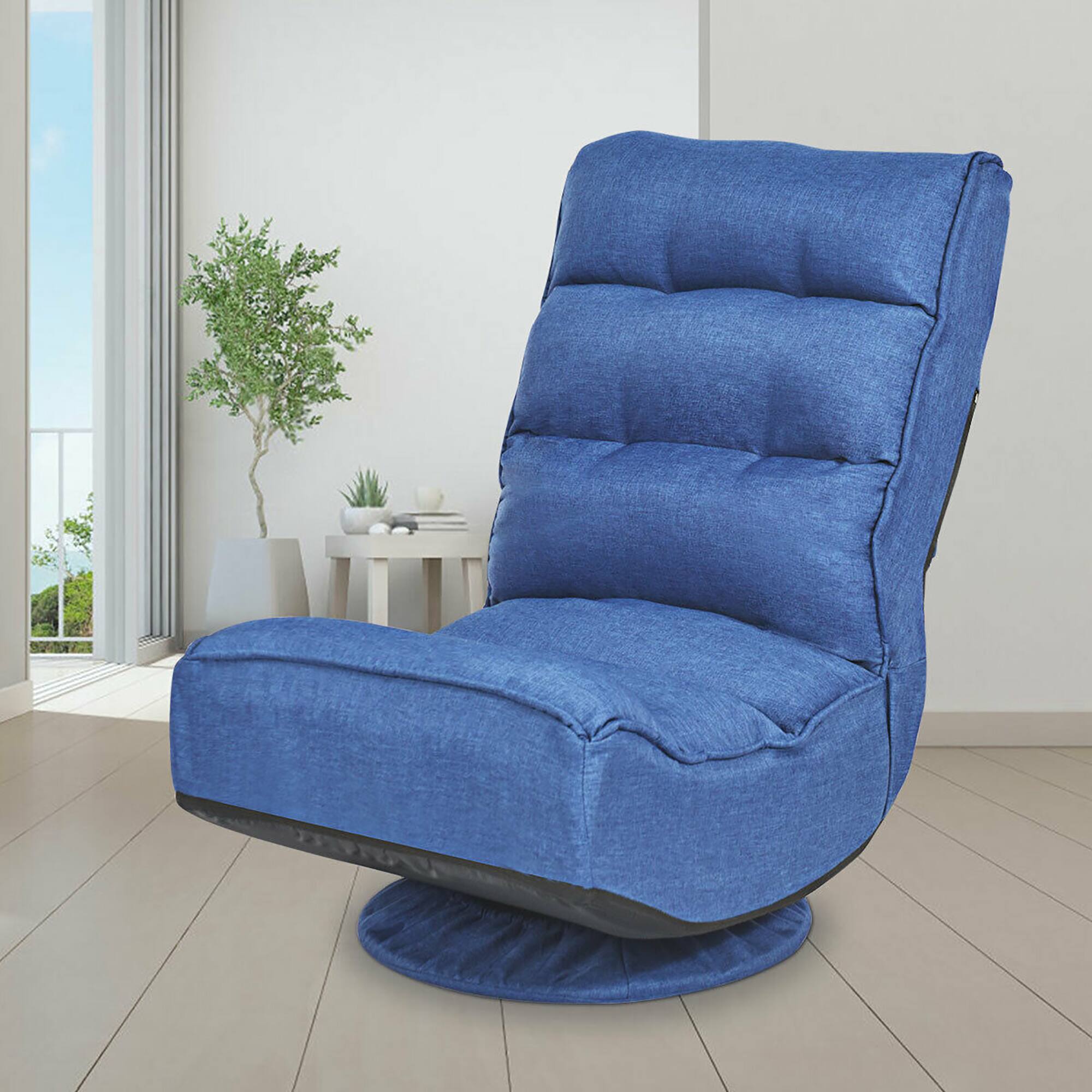 Alt View 1. Costway - Costway Gaming Chair Fabric 6-Position Folding Lazy Sofa 360 Degree Swivel - Purplish Blue.