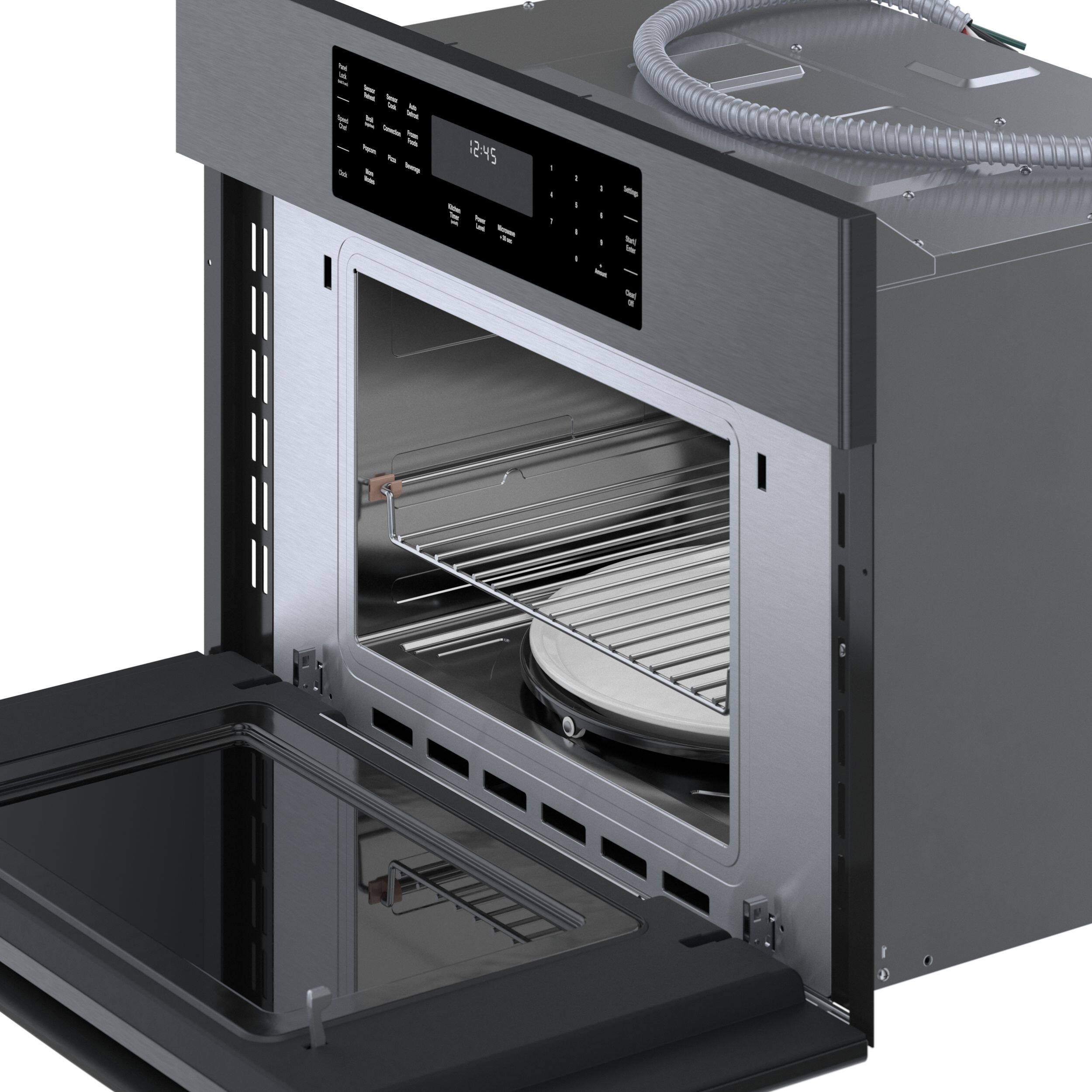 Alt View 4. Bosch - 800 Series 1.6 Cu. Ft. Convection Built-In Microwave with Sensor Cooking - Black stainless steel.