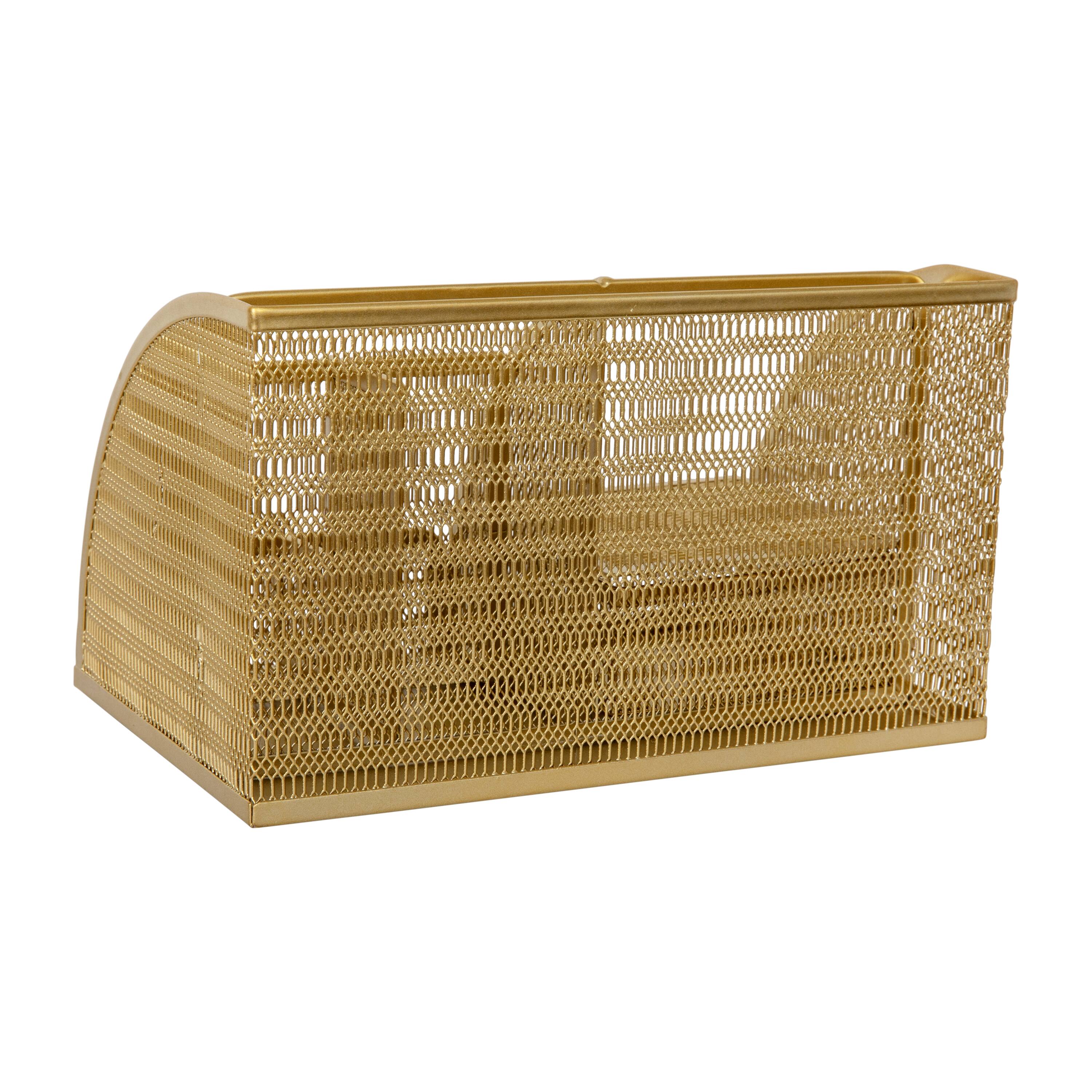 Alt View 17. Martha Stewart - Ryder Premium Mesh Metal Small Desktop Organizer With Drawer - Gold.