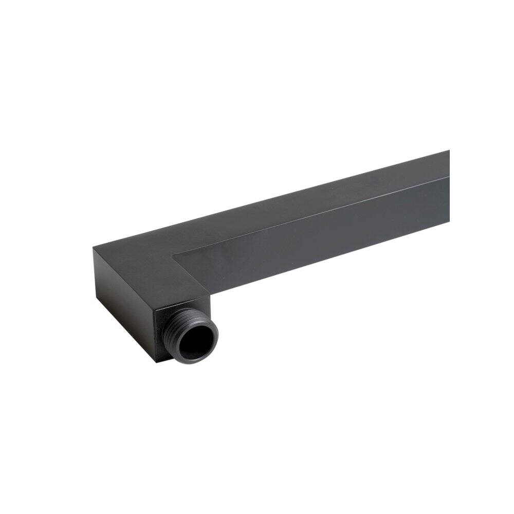 Alt View 1. Alfi - Black Matte 16" Square Wall Shower Arm - Black.