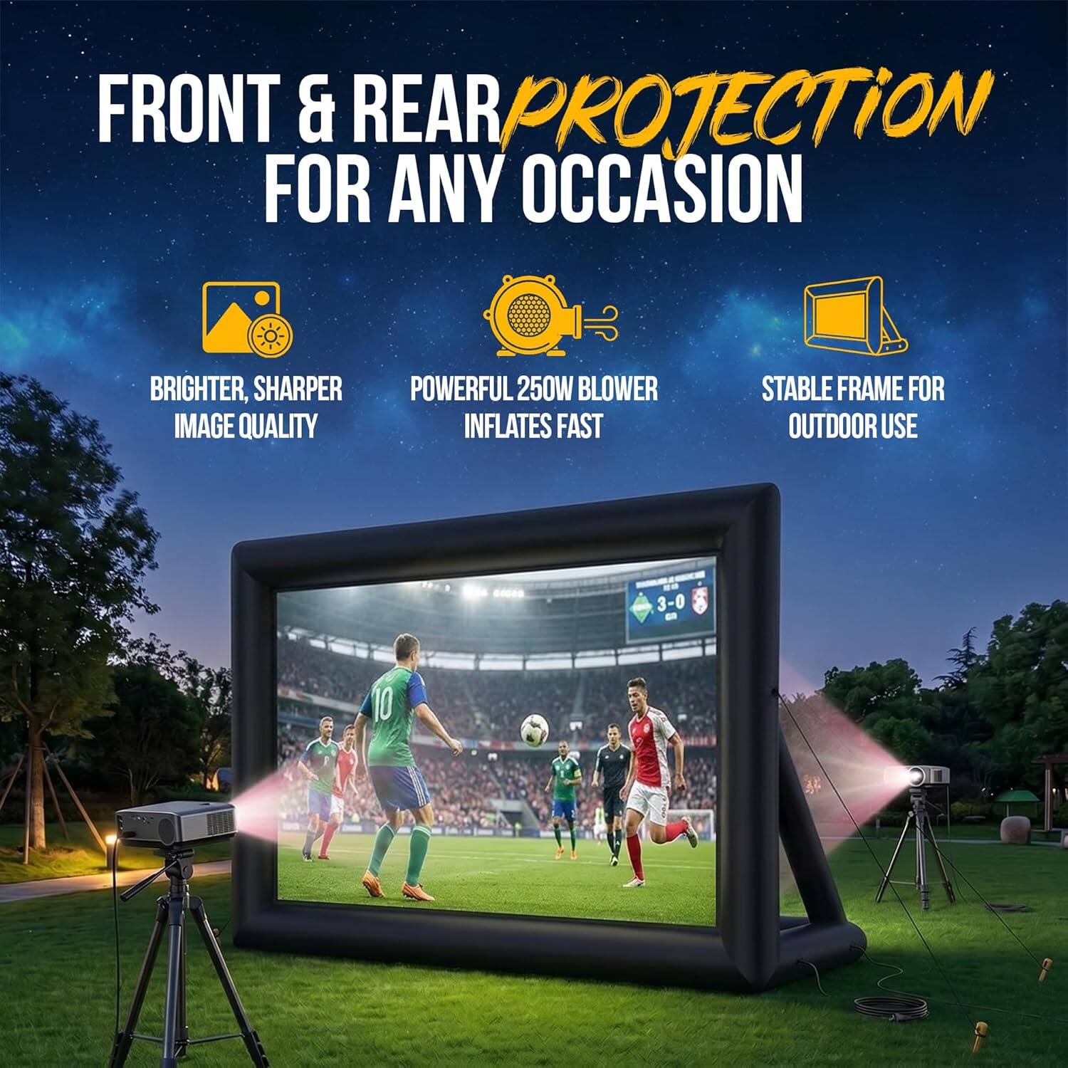 KHOMO GEAR 20ft Inflatable Outdoor Projector Screen – Front/Rear