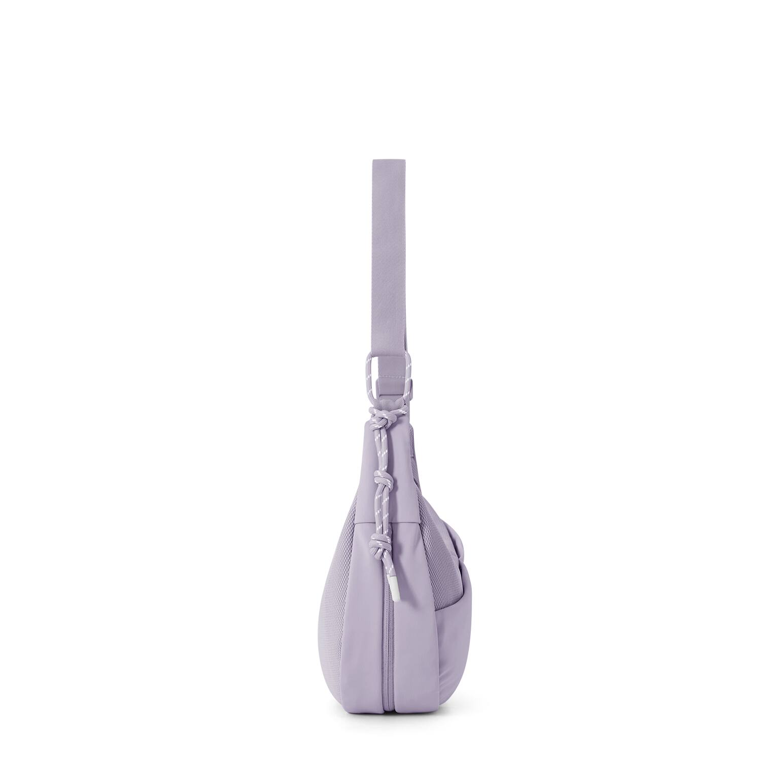 Left. Bagsmart - REIKI Expandable Hobo Bag, Water-Resistant Crossbody with Wet/Dry Compartment for Workouts & Travel - Light Purple.