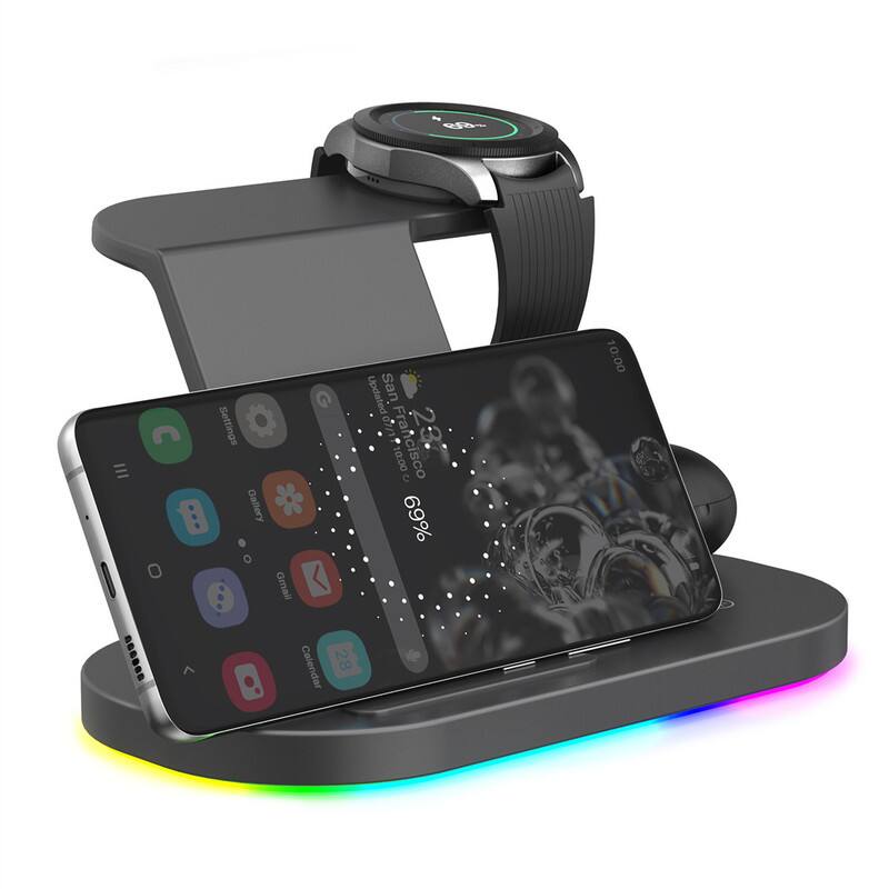 RISOKEYS - Desktop Stand-up 3-in-1 Wireless Charger - Power Adapter for Samsung - Phone & Watch Multi-Function Fast Charging - Black