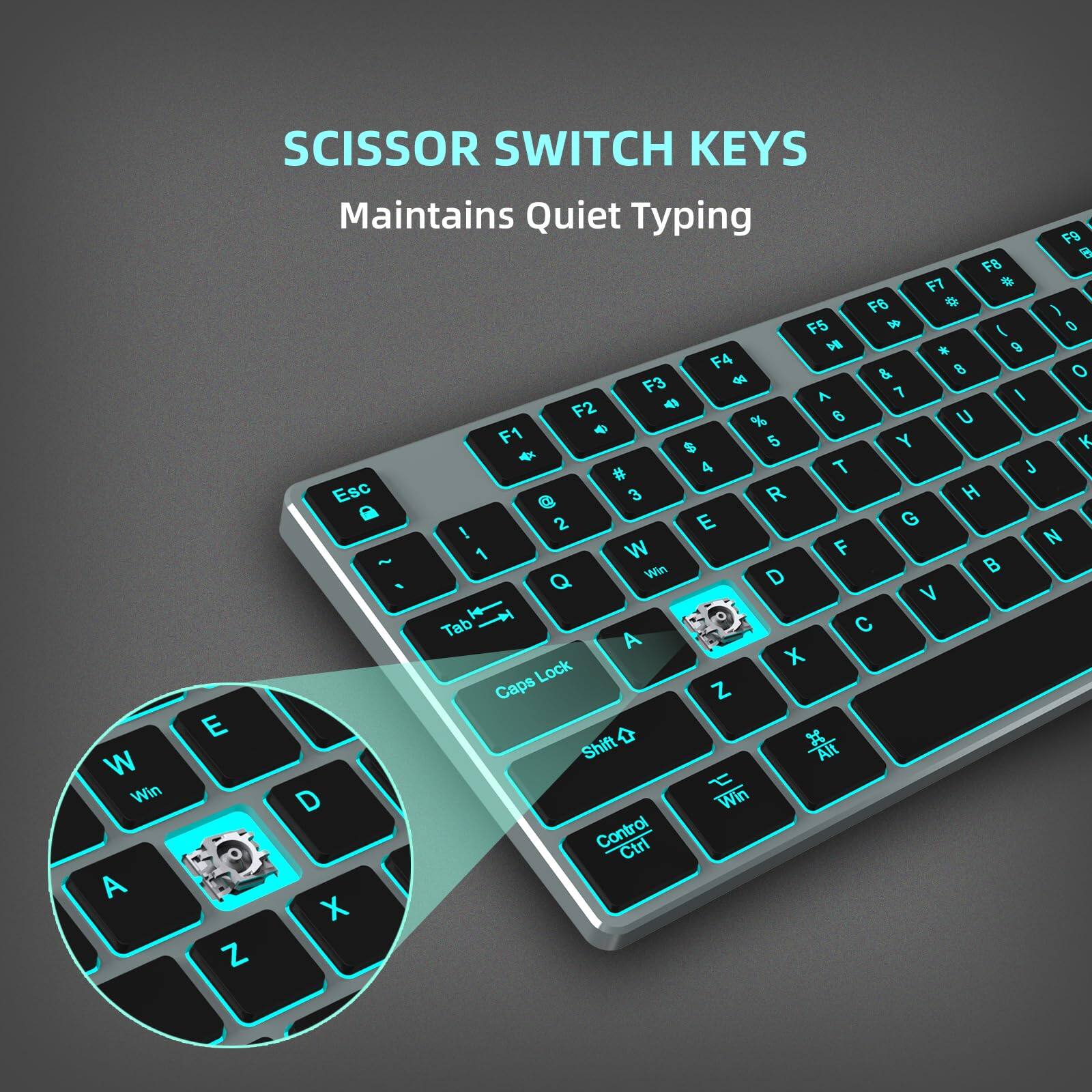 SCISSOR SWITCH KEYS  
Maintains Quiet Typing  

W E D A S Z  
Q W E R T Y U I O P  
A S D F G H J K L  
Z X C V B N M  
Caps Lock Shift Control Alt Win