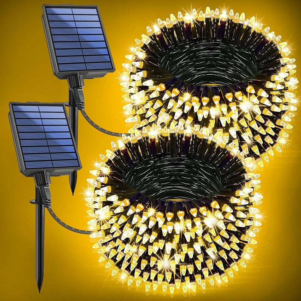 RTMB - 600 LED Extra-Bright Solar Light with 19 Modes and Times, waterproof - Warm White 600 LED 200FT
