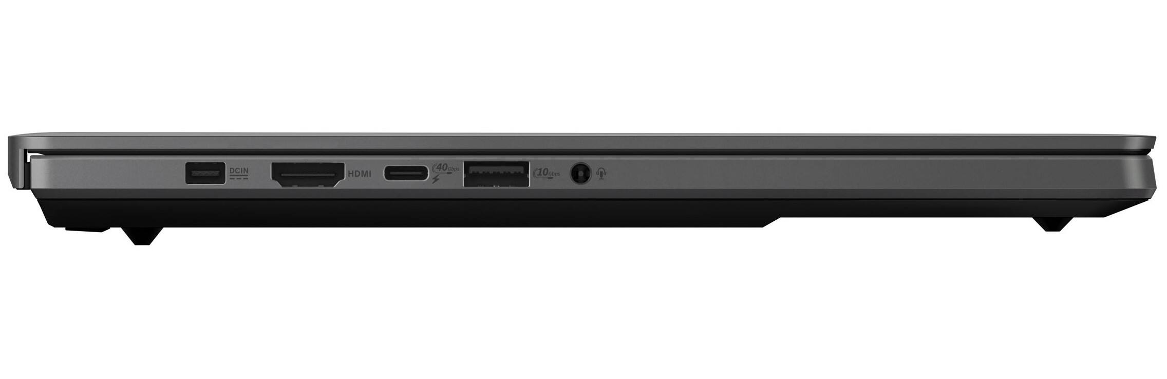 The text on the image reads "DCIN HDMI 40 10". This could be a description or a label for the laptop, indicating that it has a DCIN port and an HDMI port, which can support 40 watts and 10 watts of power, respectively.