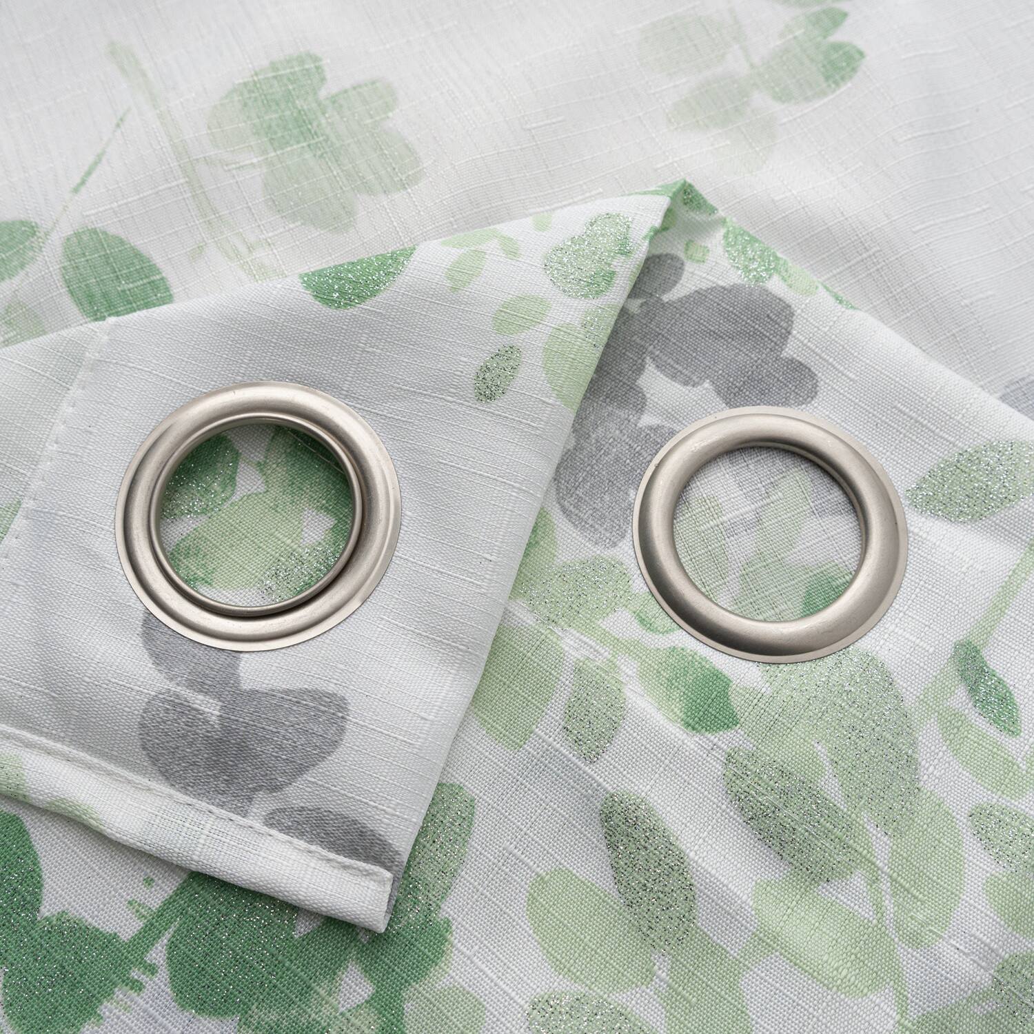 Back. Olivia Gray - Olivia Gray 100% Polyester 140 GSM Aiden Printed Textured Grommet Curtain Panel 54" x 84" Green - Green.