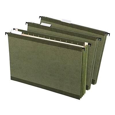Front. Pendaflex - SureHook Premium Reinforced Hanging File Folder, 5-Tab, Legal, Standard Green, 4/Pack - Green.